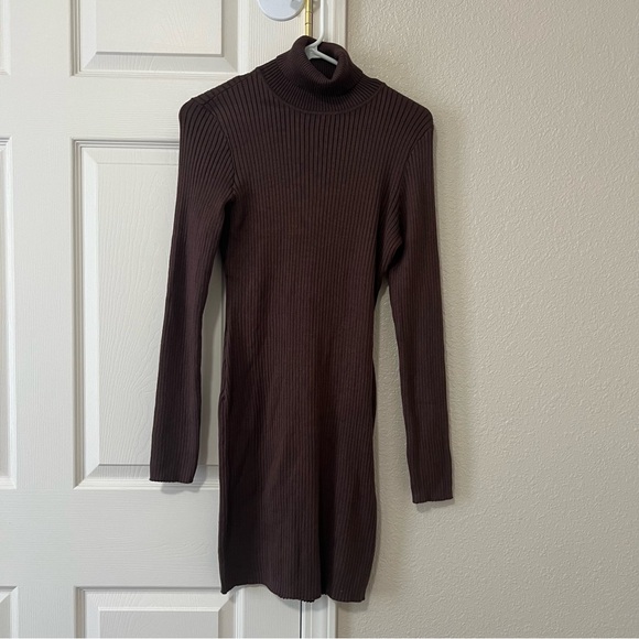 Wild Fable Brown Ribbed Turtle Neck Dress - Medium - Picture 1 of 4